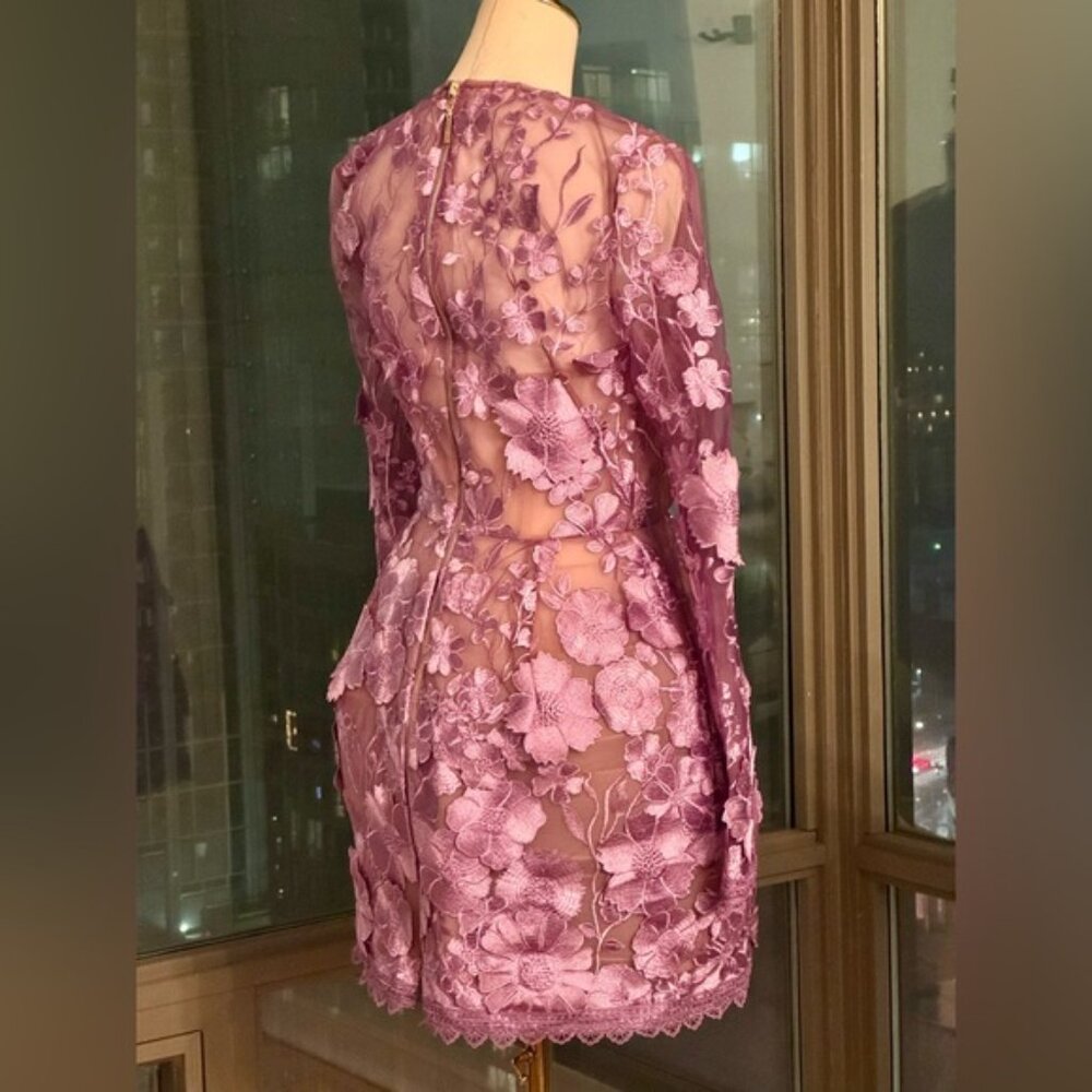 🆕 BRONX & BANCO 🧿 NWOT Bouquet Maraya Long Sleeve Mini Dress, Lilac Sz M US 6 - Picture 6 of 16